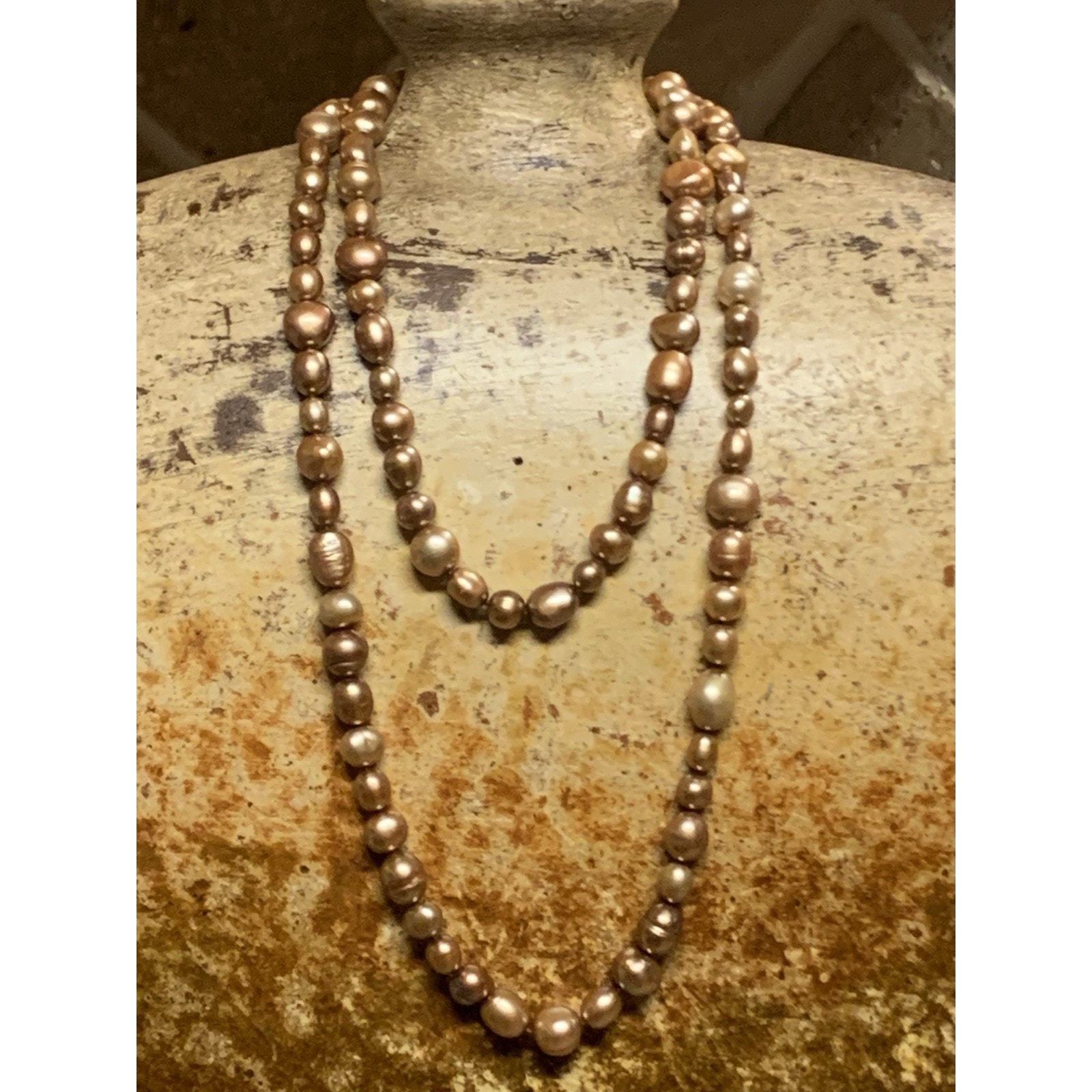 Honora Cream Light Brown Strand Of Baroque Cult Pearls 36 In Sterling Clasp 68$